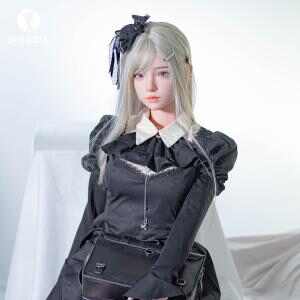 SHEDOLL 顧小雨 158cm 哥德蘿莉塔 · 銀金髮絲+可動關節 · 蕾絲吊帶襪坐姿 · 私處復刻定制